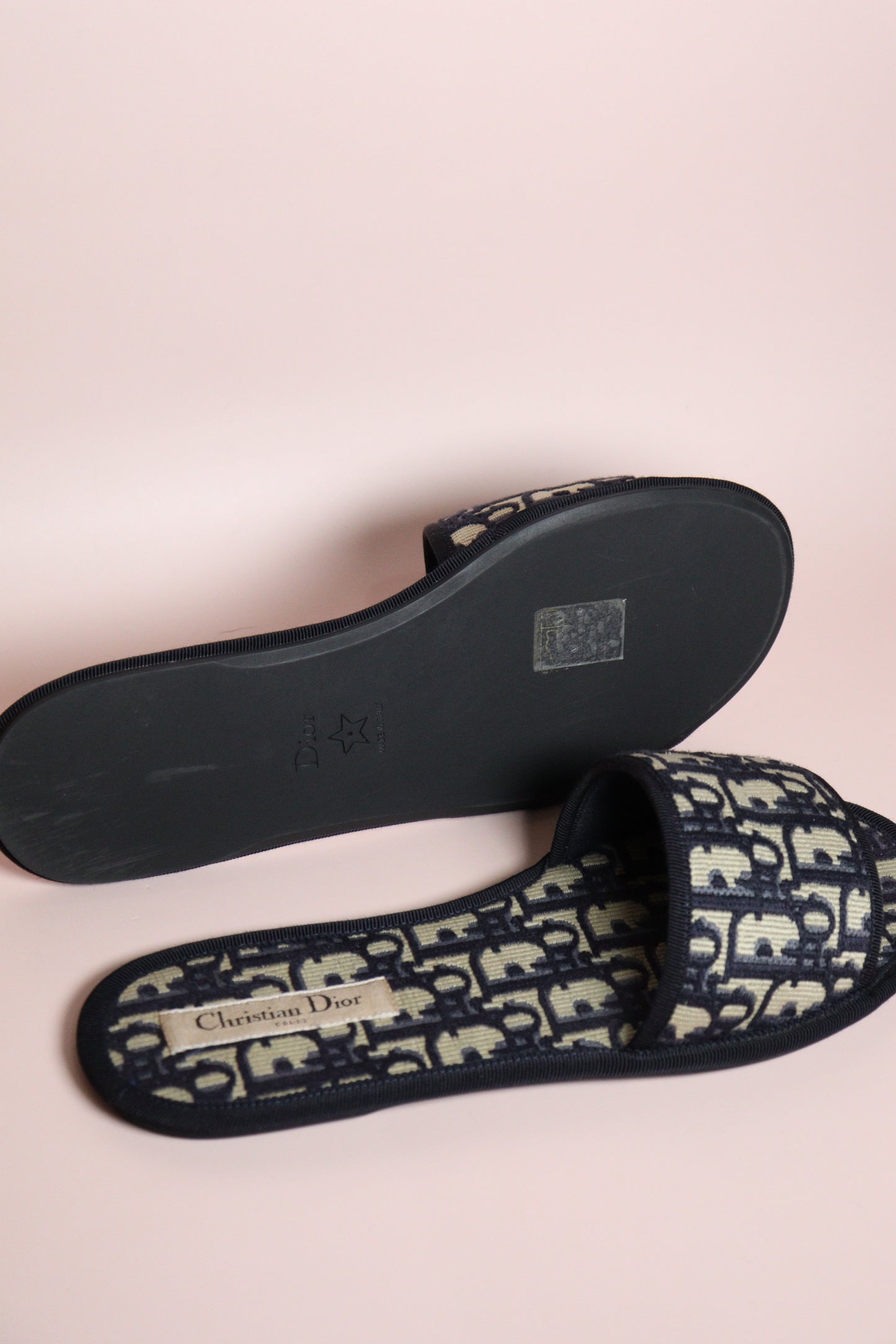 Christian Dior Blue Oblique Slide Sandals