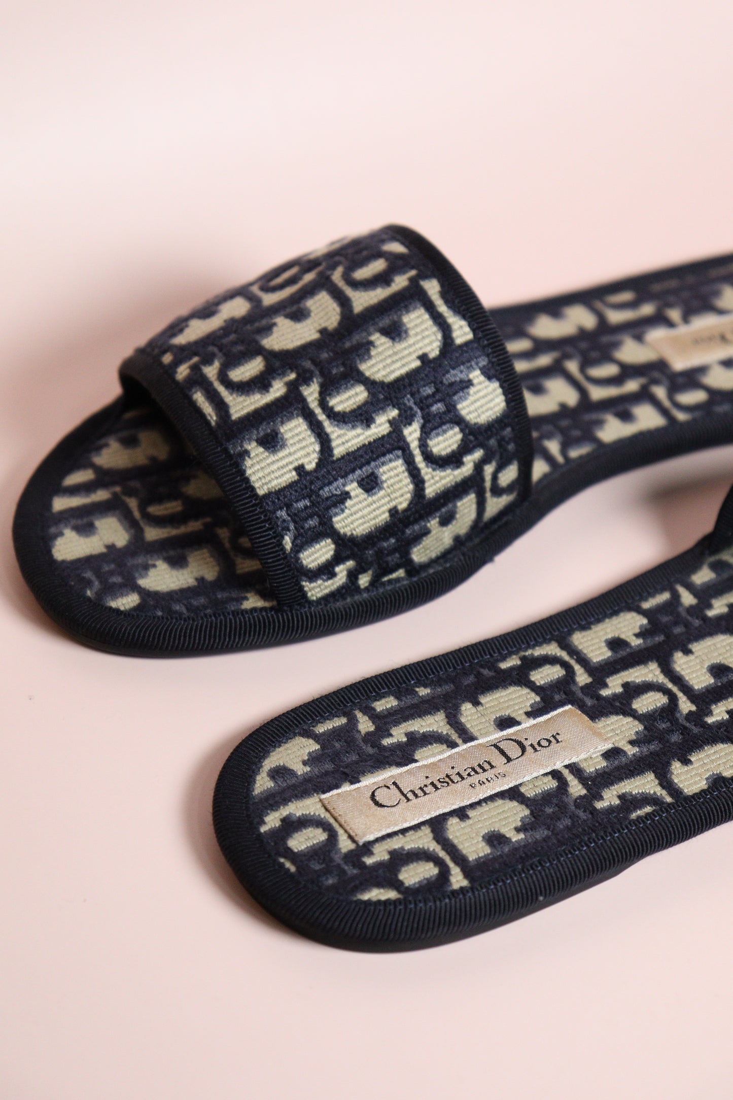 Christian Dior Blue Oblique Slide Sandals