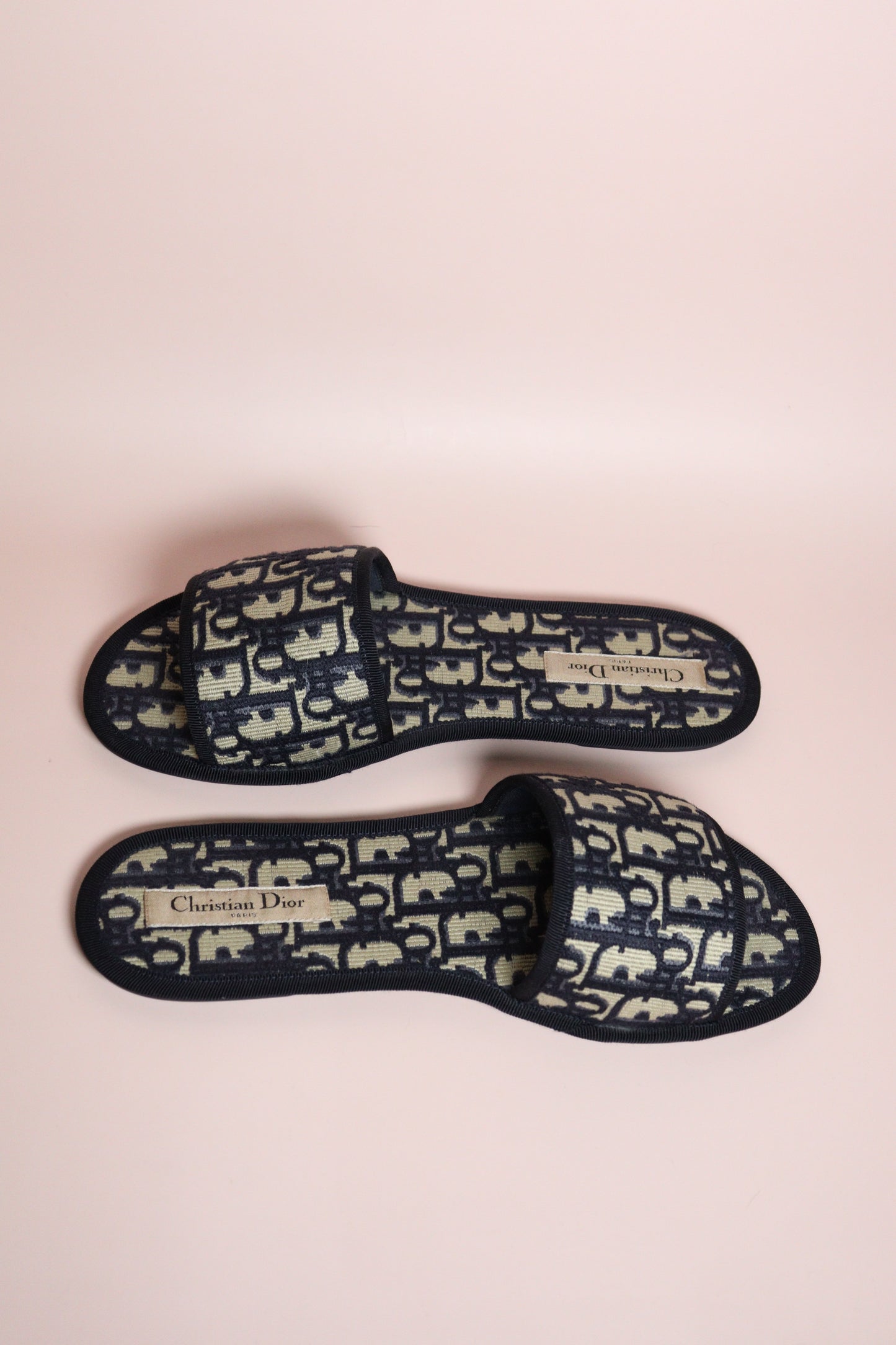 Christian Dior Blue Oblique Slide Sandals