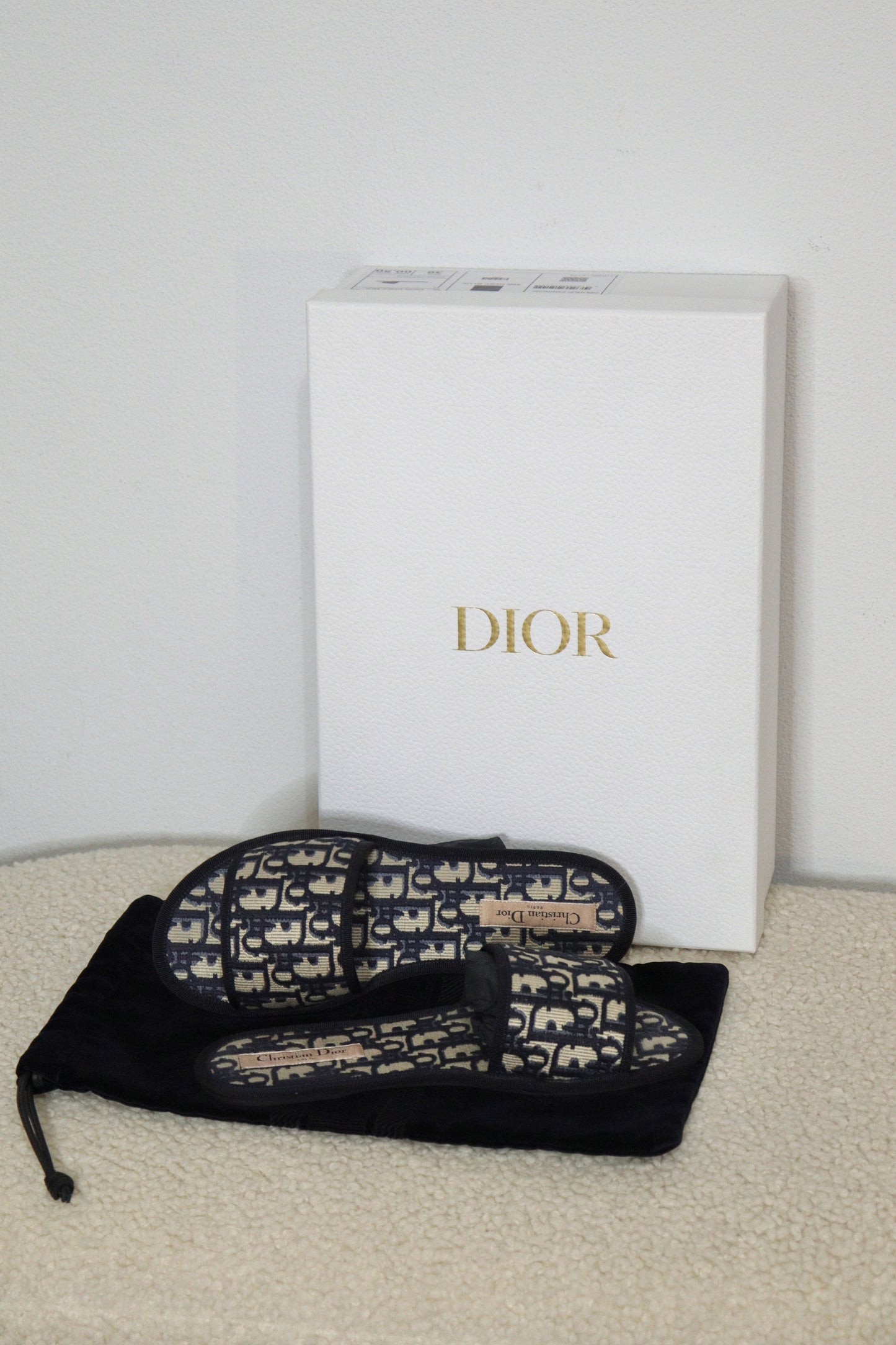 Christian Dior Blue Oblique Slide Sandals