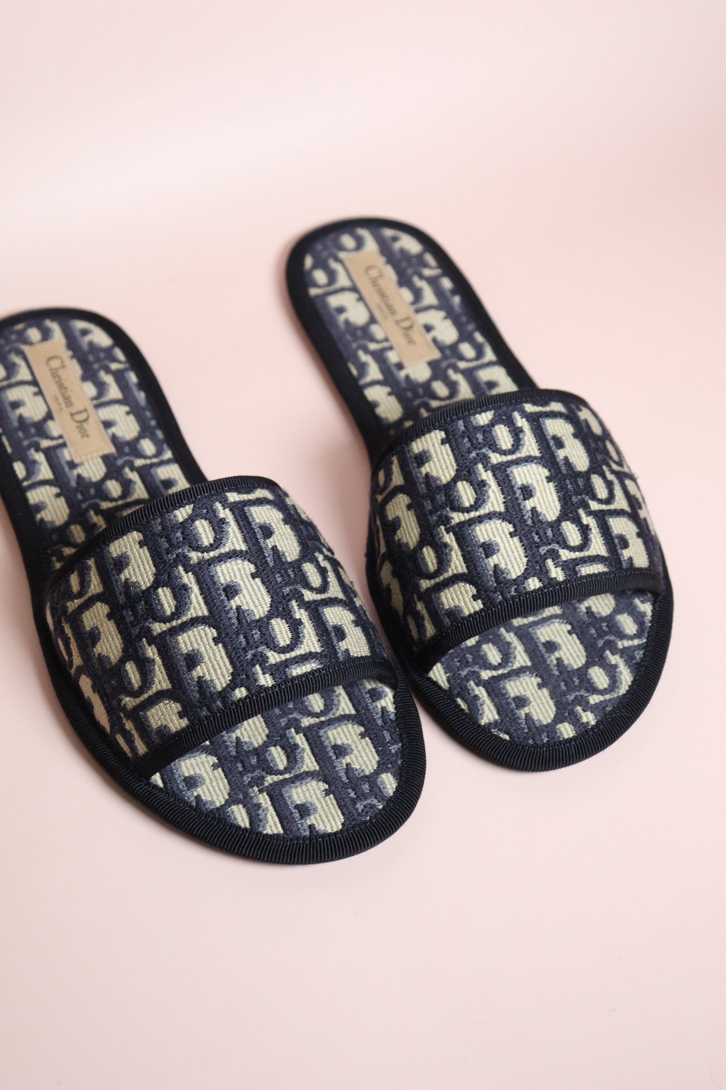 Christian Dior Blue Oblique Slide Sandals